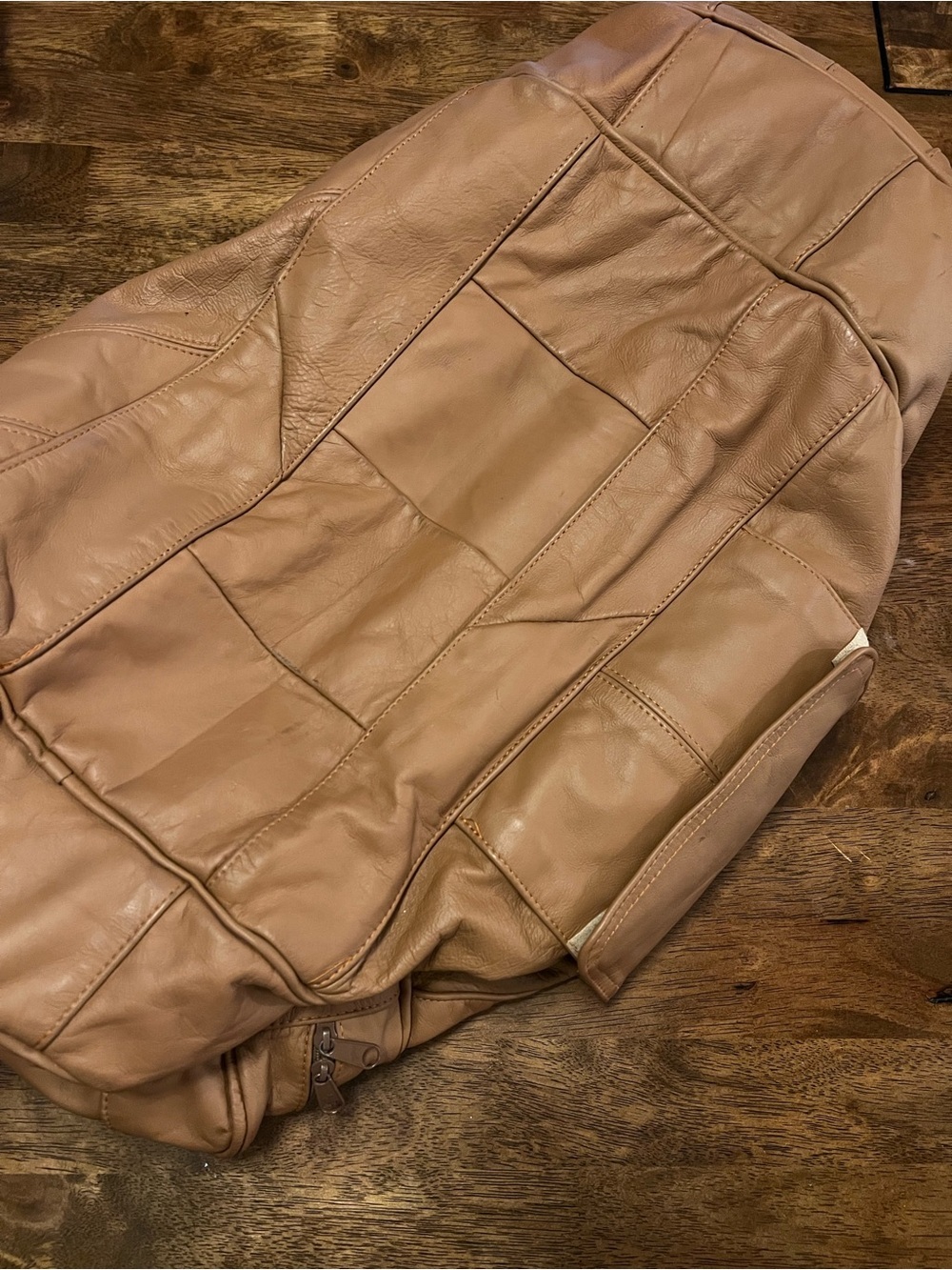 Talon Dual Zipper Vintage Light Brown Soft Leather Vintage Duffle Bag Unbranded - Picture 12 of 16